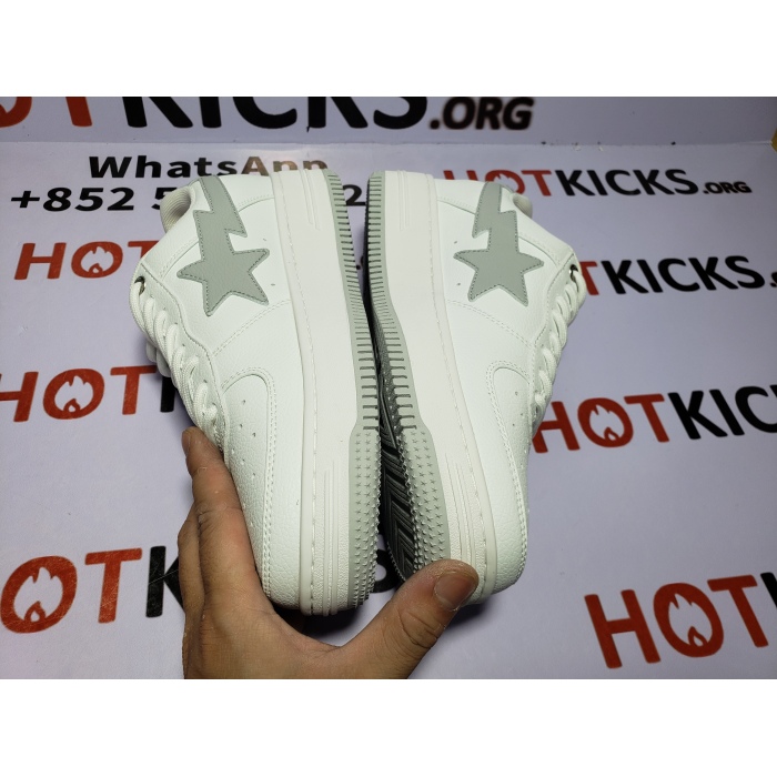 🔥Flash Sale Discount 30$ - LJR A Bathing Ape Bape Sk8 Sta Low White Grey,1G70-109-0002