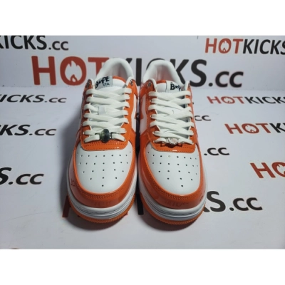 🔥Flash Sale Discount 30$ - LJR A Bathing Ape Bape Sta Low White Orange,1G70-109-0017 02