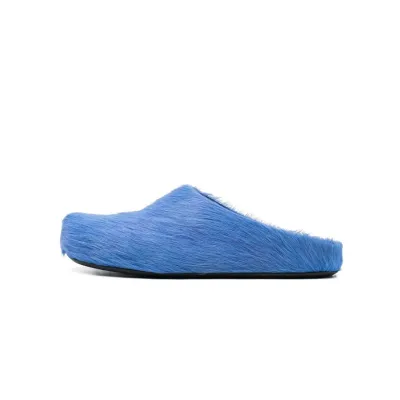 LJR Blue long-hair calfskin Fussbett sabot Marni Slides 01