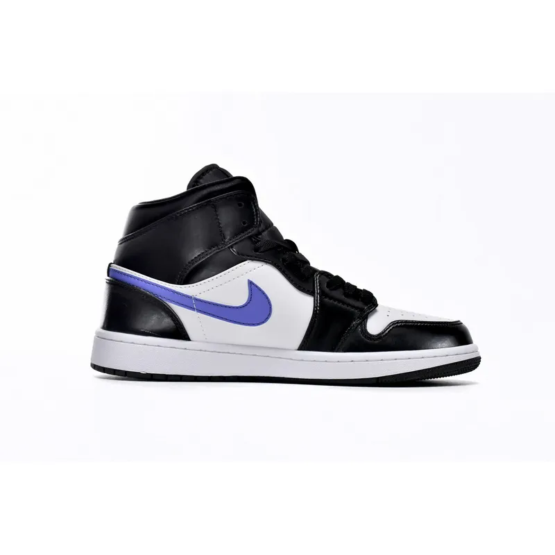 Air Jordan 1 Mid Black Racer Blue White (GS) 554725-084