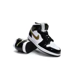 Air Jordan 1 Mid Patent Black White Gold 852542-007