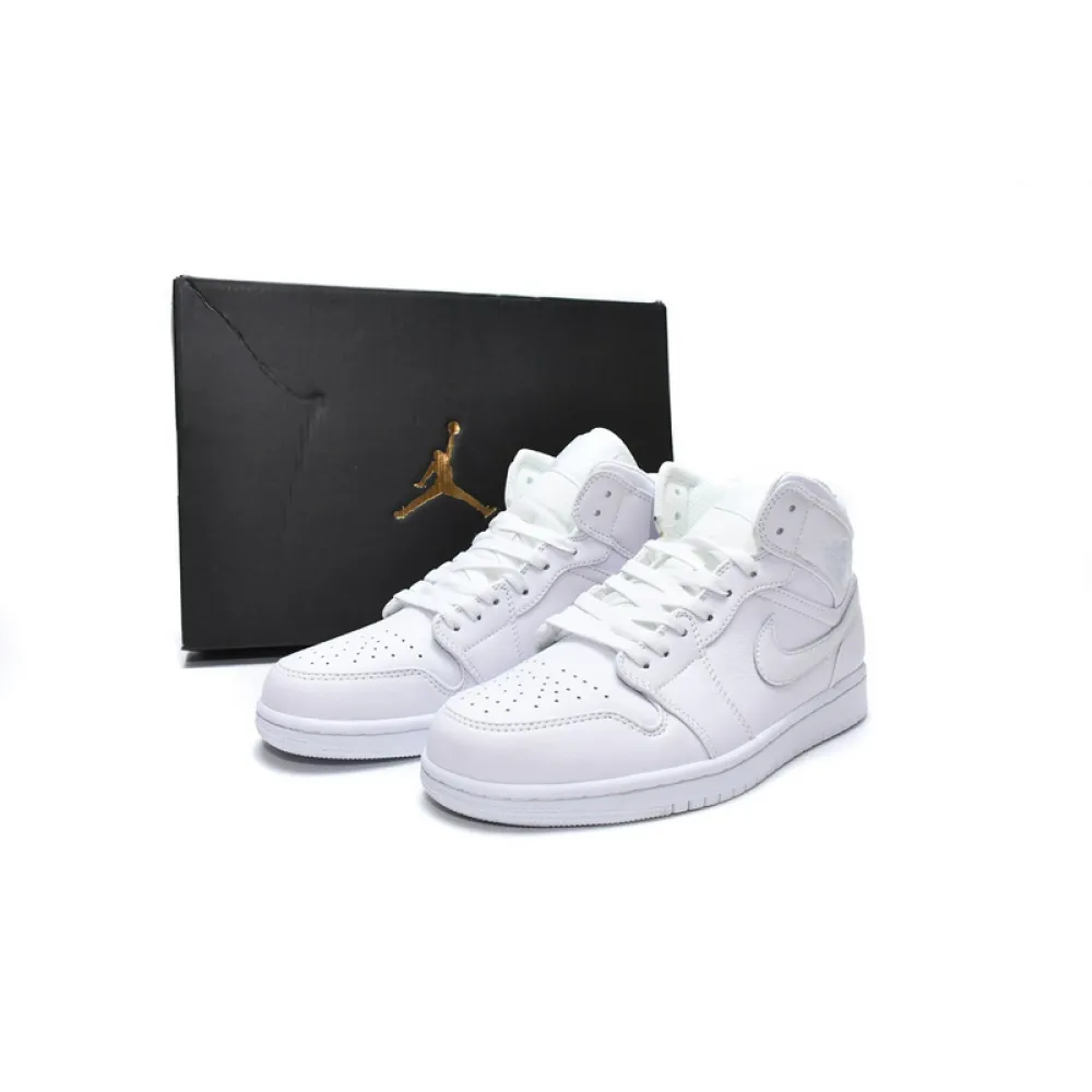 Air Jordan 1 Mid Triple White (2019) (GS) 554724-129