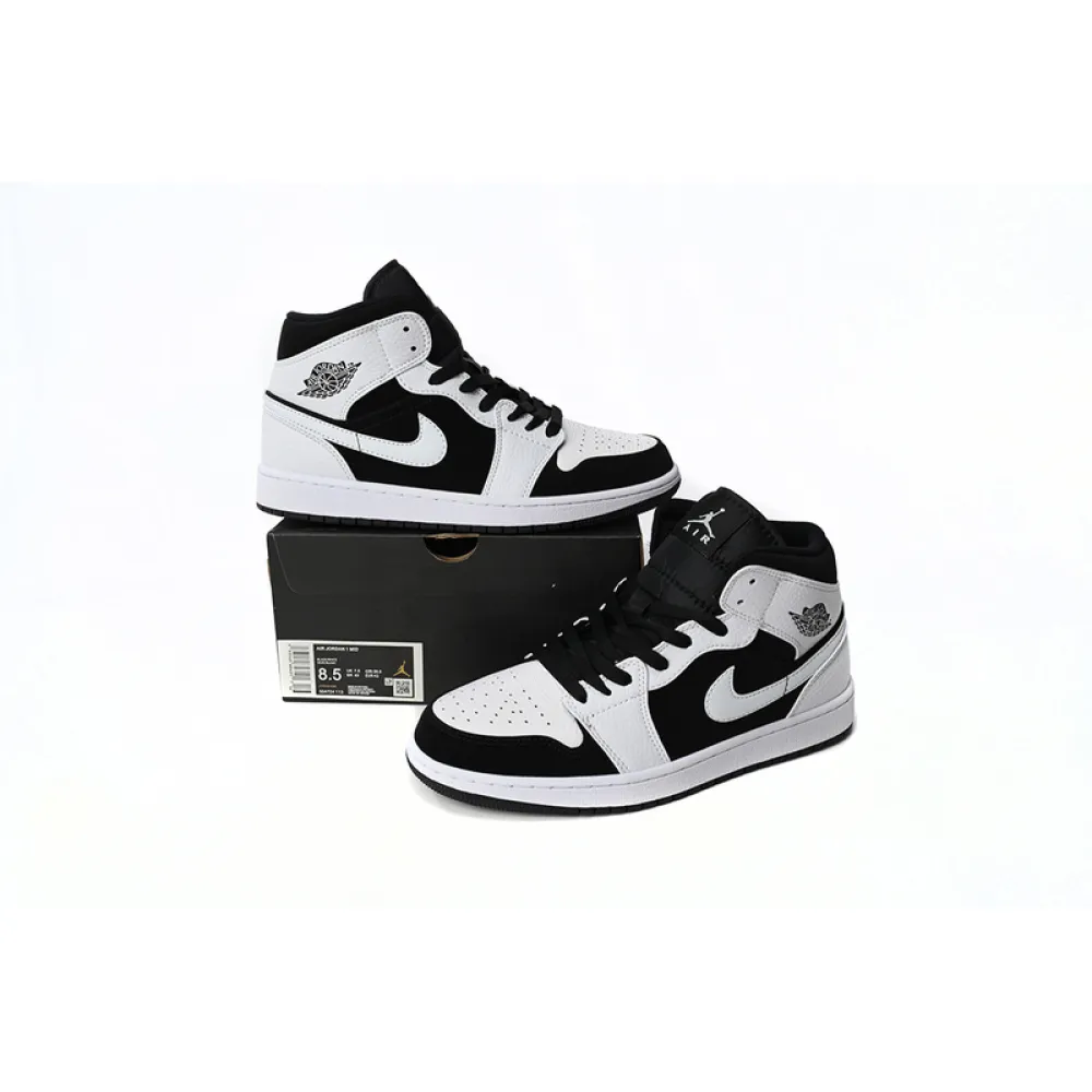 Air Jordan 1 Mid White Black 554724-113