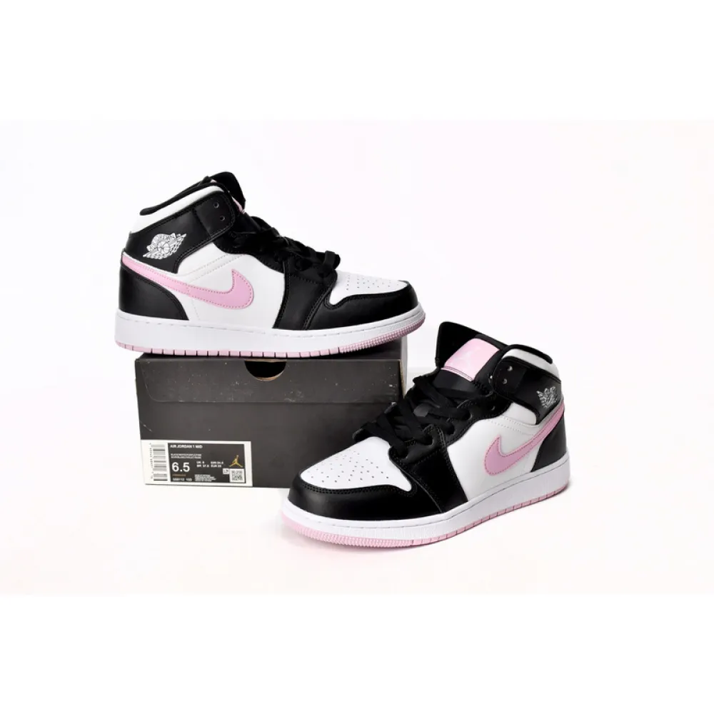 Air Jordan 1 Mid White Black Light Arctic Pink (GS) 555112-103