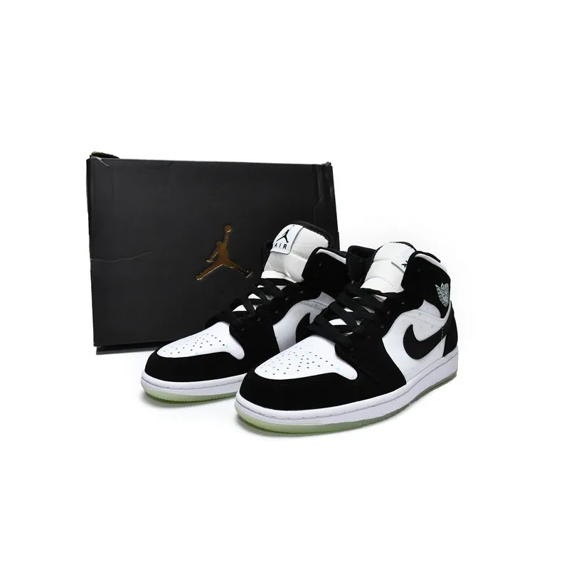 Air Jordan 1 Mid White Black Teal Tint (GS) BQ6931-103