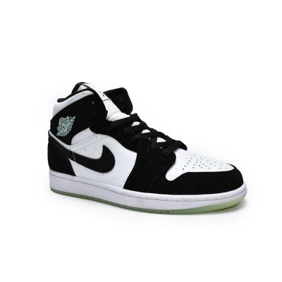 Air Jordan 1 Mid White Black Teal Tint (GS) BQ6931-103 02