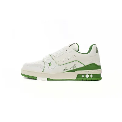 Louis Vuitton Trainer #54 Signature White Green 1ABNIS 01