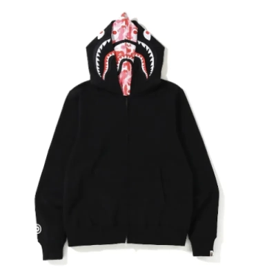 OBO  BAPE ABC Camo Shark Zip Hoodie Black Pink 01