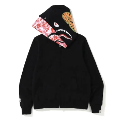 OBO  BAPE ABC Camo Shark Zip Hoodie Black Pink 02