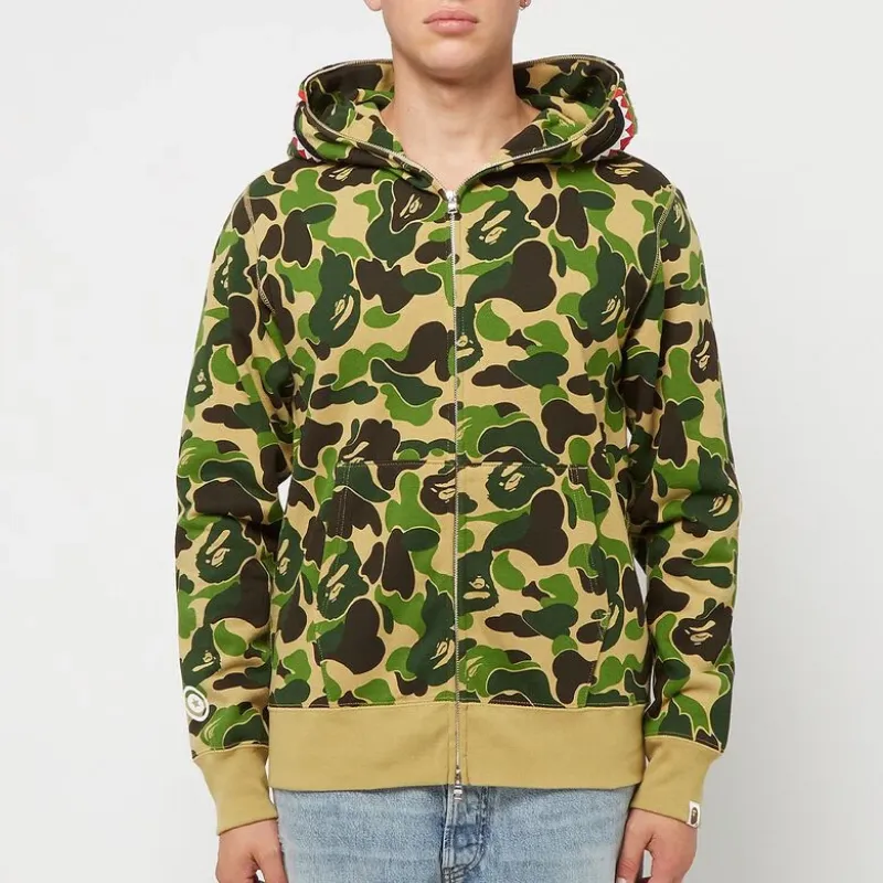 OBO  BAPE ABC Camo Shark Zip Hoodie Green