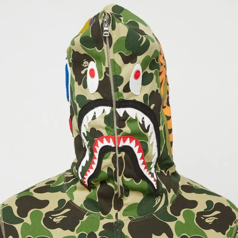 OBO  BAPE ABC Camo Shark Zip Hoodie Green