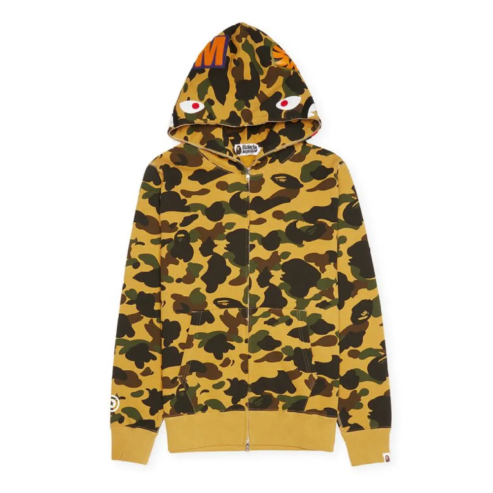 OBO  BAPE Cloro Camo Shark Full Zip Hoodie Yellow