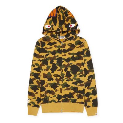 OBO  BAPE Cloro Camo Shark Full Zip Hoodie Yellow 01