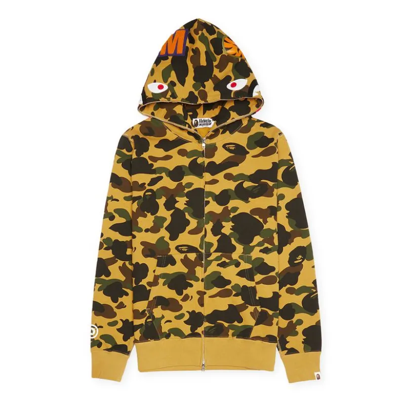 OBO  BAPE Cloro Camo Shark Full Zip Hoodie Yellow