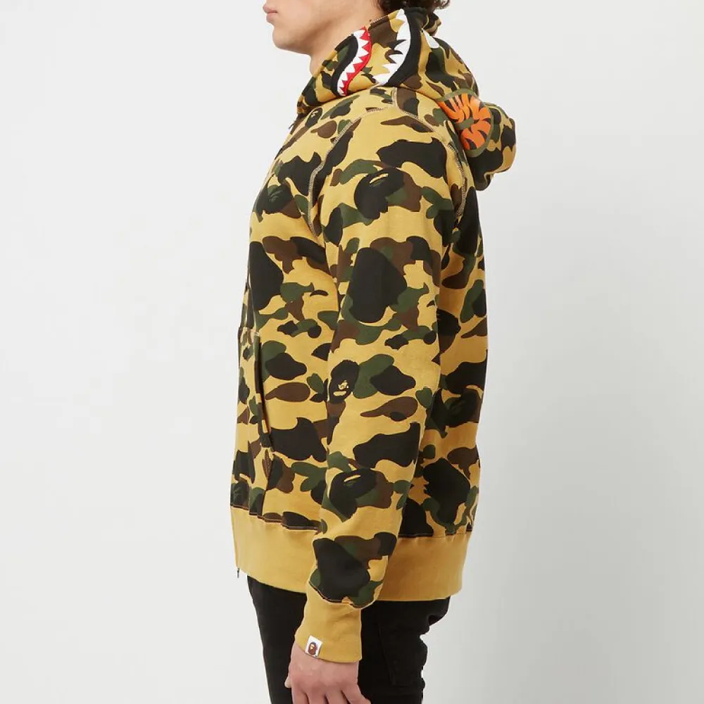 OBO  BAPE Cloro Camo Shark Full Zip Hoodie Yellow