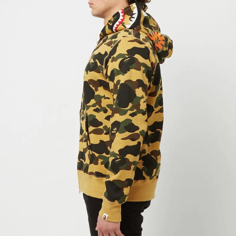 OBO  BAPE Cloro Camo Shark Full Zip Hoodie Yellow