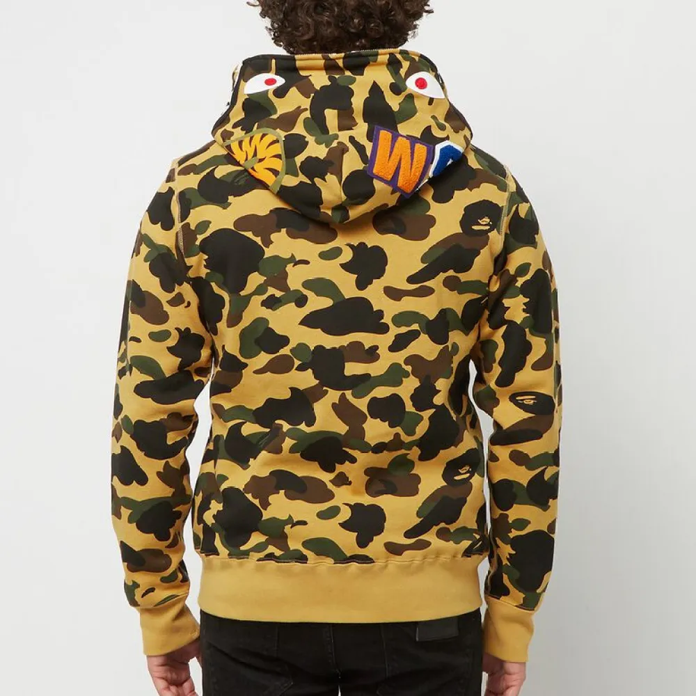 OBO  BAPE Cloro Camo Shark Full Zip Hoodie Yellow