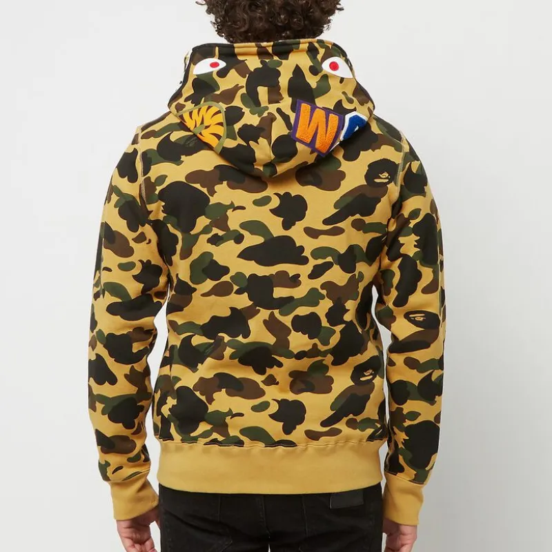 OBO  BAPE Cloro Camo Shark Full Zip Hoodie Yellow