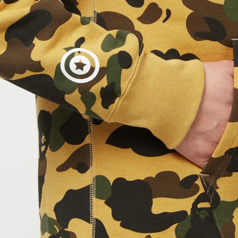 OBO  BAPE Cloro Camo Shark Full Zip Hoodie Yellow
