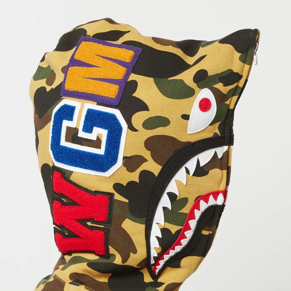 OBO  BAPE Cloro Camo Shark Full Zip Hoodie Yellow