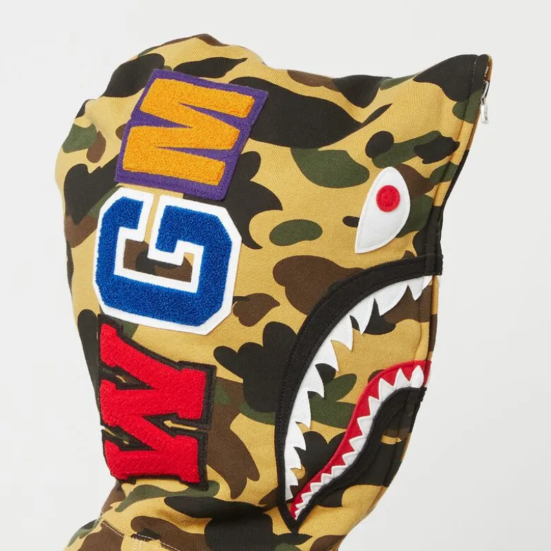 OBO  BAPE Cloro Camo Shark Full Zip Hoodie Yellow