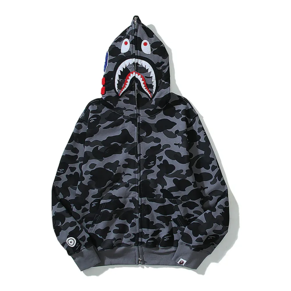 OBO BAPE Color Camo Shark Zip Hoodie Black
