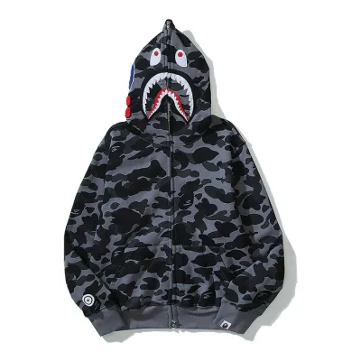 OBO BAPE Color Camo Shark Zip Hoodie Black 01