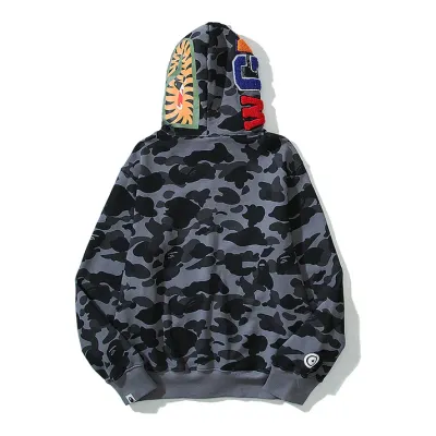 OBO BAPE Color Camo Shark Zip Hoodie Black 02