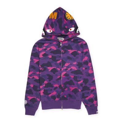 OBO  BAPE Color Camo Shark Zip Hoodie Purple 01