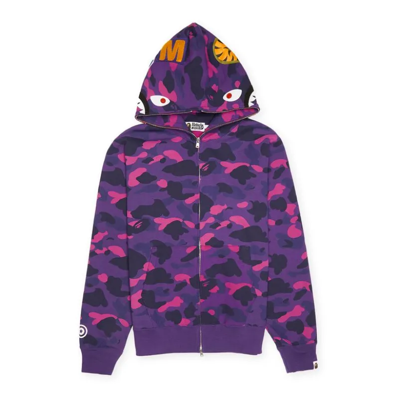 OBO  BAPE Color Camo Shark Zip Hoodie Purple