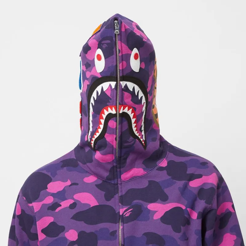 OBO  BAPE Color Camo Shark Zip Hoodie Purple