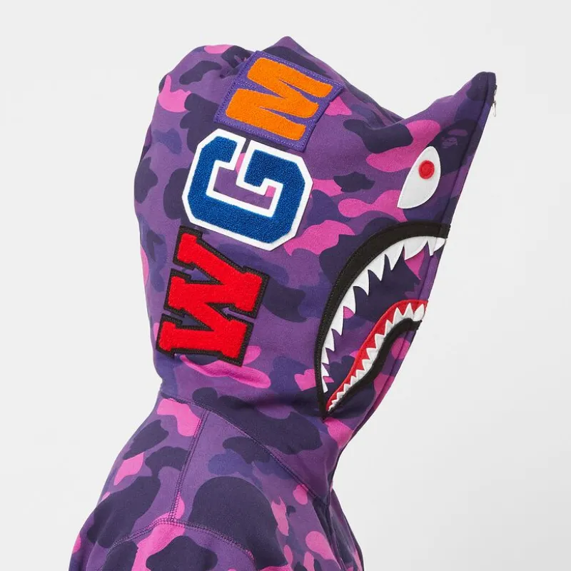 OBO  BAPE Color Camo Shark Zip Hoodie Purple