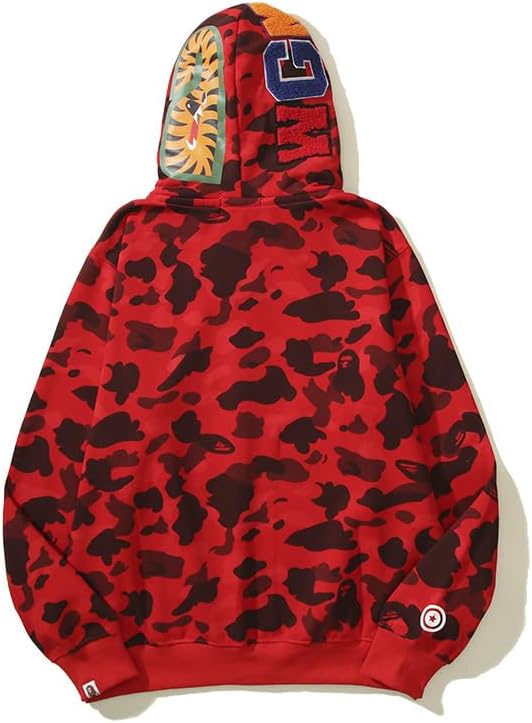 OBO  BAPE Color Camo Shark Zip Hoodie Red