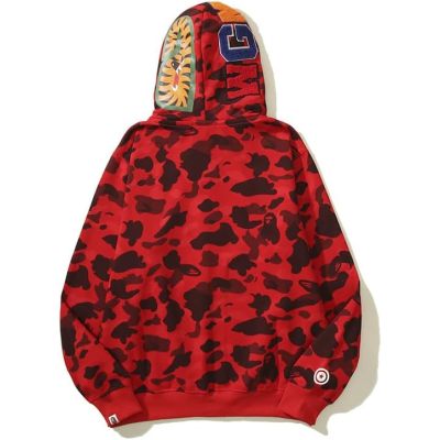 OBO  BAPE Color Camo Shark Zip Hoodie Red 02