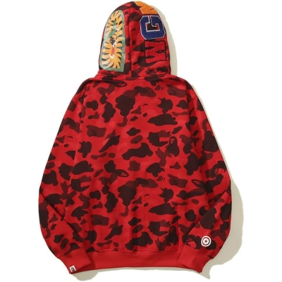 OBO  BAPE Color Camo Shark Zip Hoodie Red 02