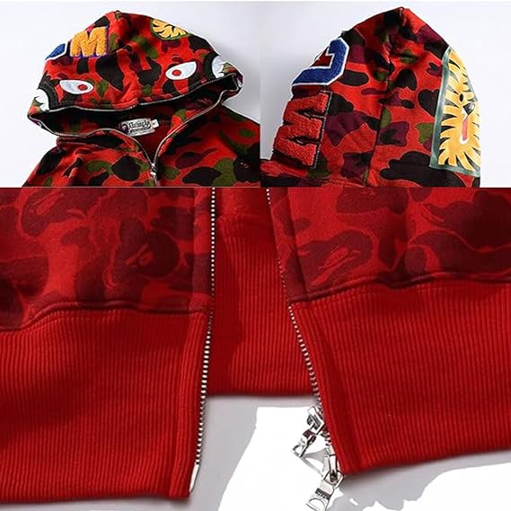 OBO  BAPE Color Camo Shark Zip Hoodie Red