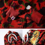 OBO  BAPE Color Camo Shark Zip Hoodie Red3