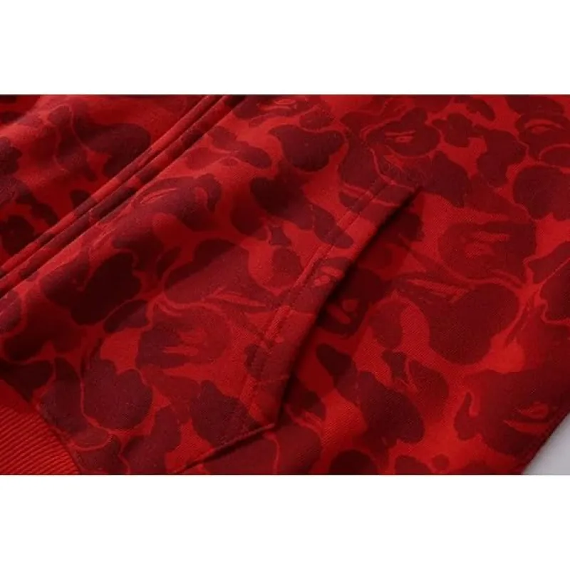 OBO  BAPE Color Camo Shark Zip Hoodie Red