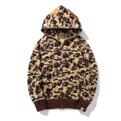 OBO  BAPE Cookie Camo 2 Shark Full Zip Hoodie Brown 01