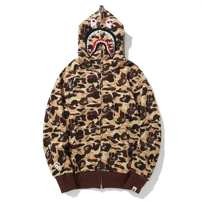 OBO  BAPE Cookie Camo 2 Shark Full Zip Hoodie Brown 02