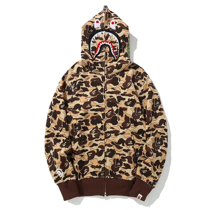 OBO  BAPE Cookie Camo 2 Shark Full Zip Hoodie Brown