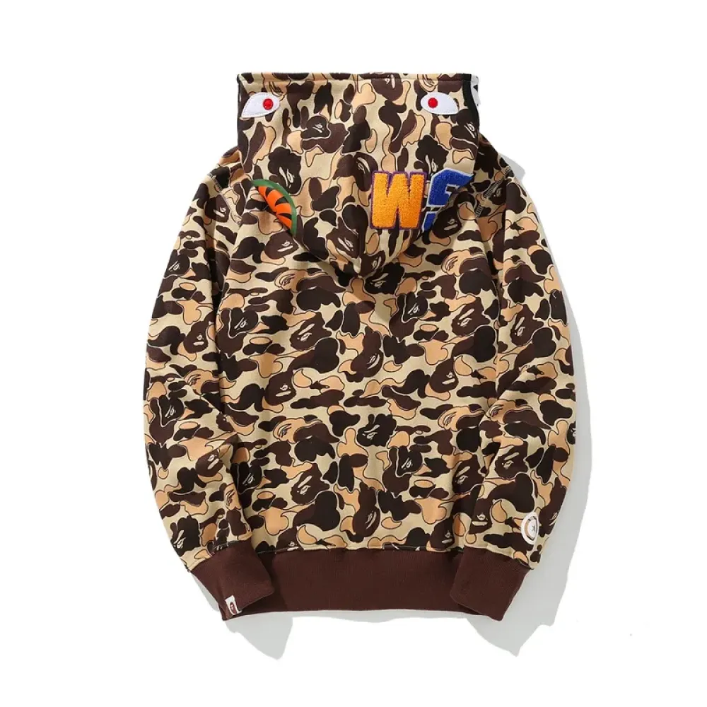 OBO  BAPE Cookie Camo 2 Shark Full Zip Hoodie Brown