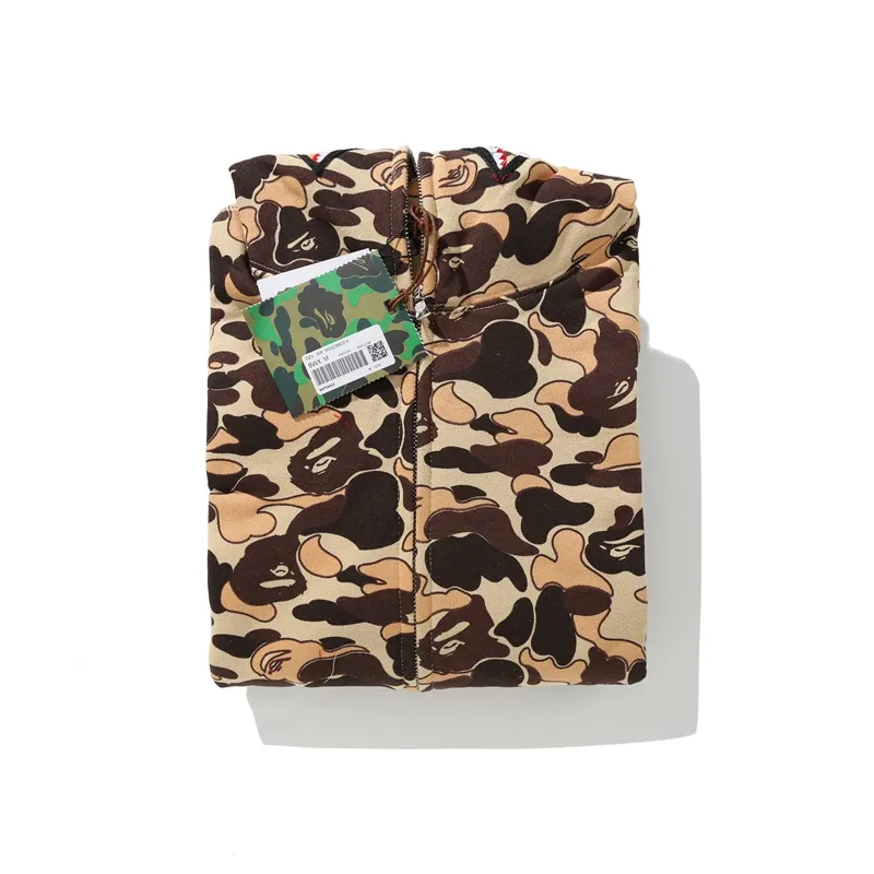 OBO  BAPE Cookie Camo 2 Shark Full Zip Hoodie Brown