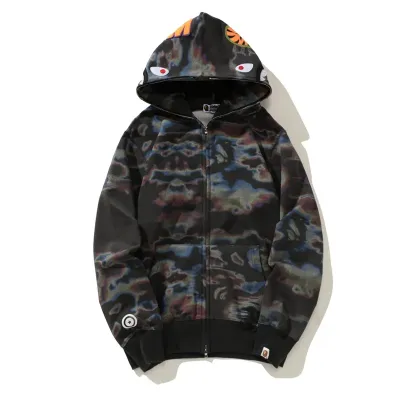 OBO  BAPE Honeycomb Transformation Camouflage Shark Hoodie Black & Pattern Black 01