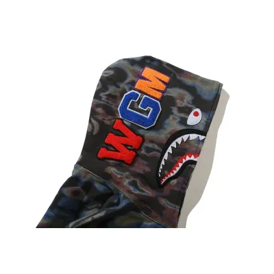 OBO  BAPE Honeycomb Transformation Camouflage Shark Hoodie Black & Pattern Black 02