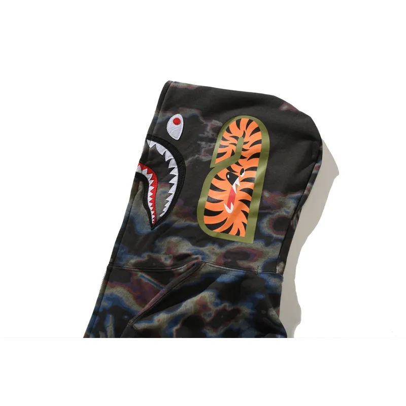 OBO  BAPE Honeycomb Transformation Camouflage Shark Hoodie Black & Pattern Black