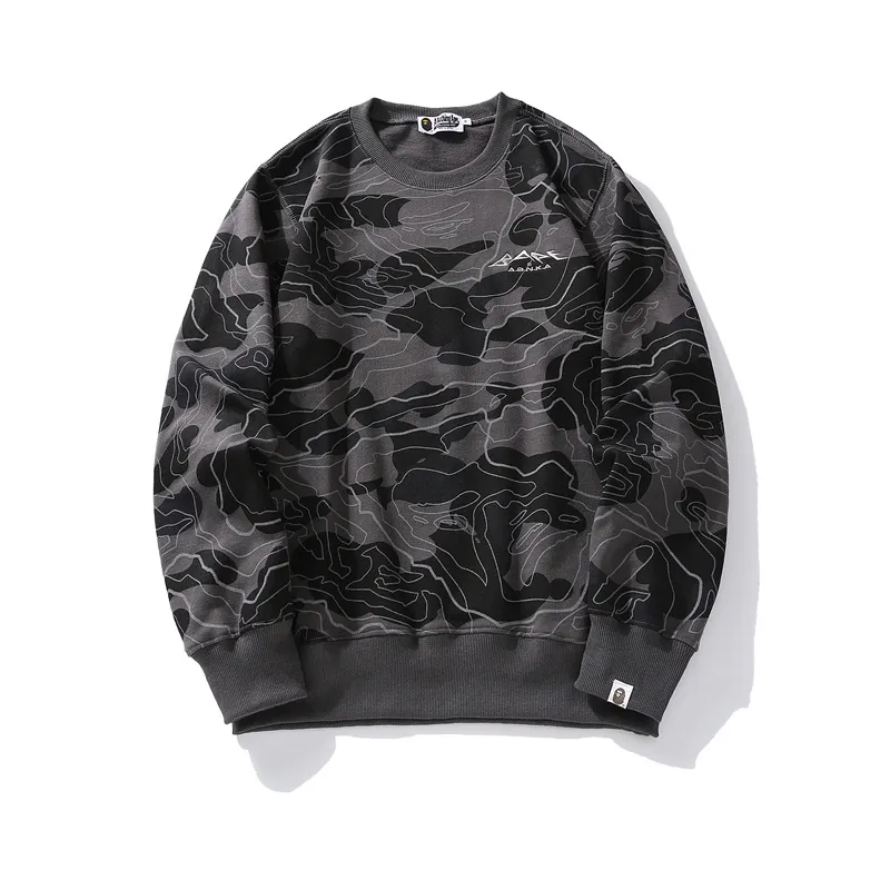 OBO  BAPE LAYERED LINE CAMO CREWNECK Black