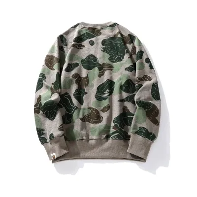 OBO  BAPE LAYERED LINE CAMO CREWNECK Khaki 01