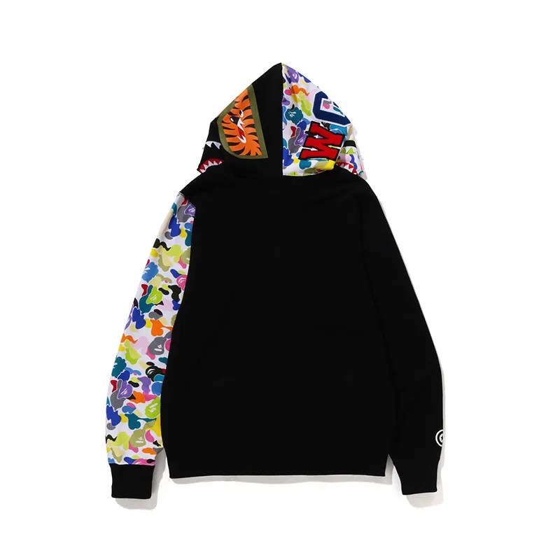 OBO  BAPE Multicolor Camouflage Shark Hoodie Black