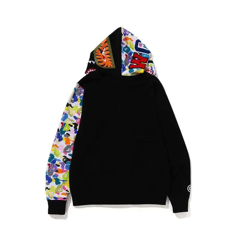 OBO  BAPE Multicolor Camouflage Shark Hoodie Black